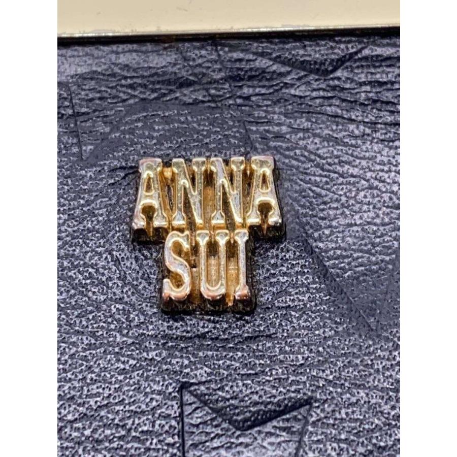 ANNA SUI◇プレイングキャット/がま口/星柄型押し/長財布/レザー/BLK