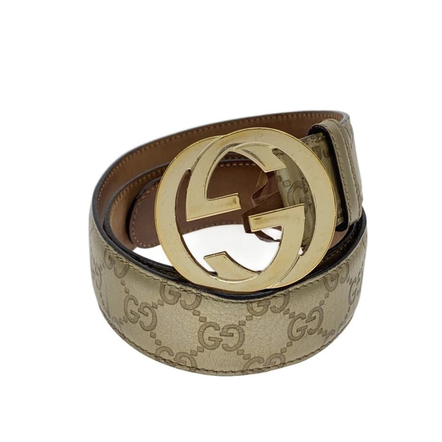 GUCCI◇ベルト/--/GLD/総柄/メンズ/GG柄/インターロッキング