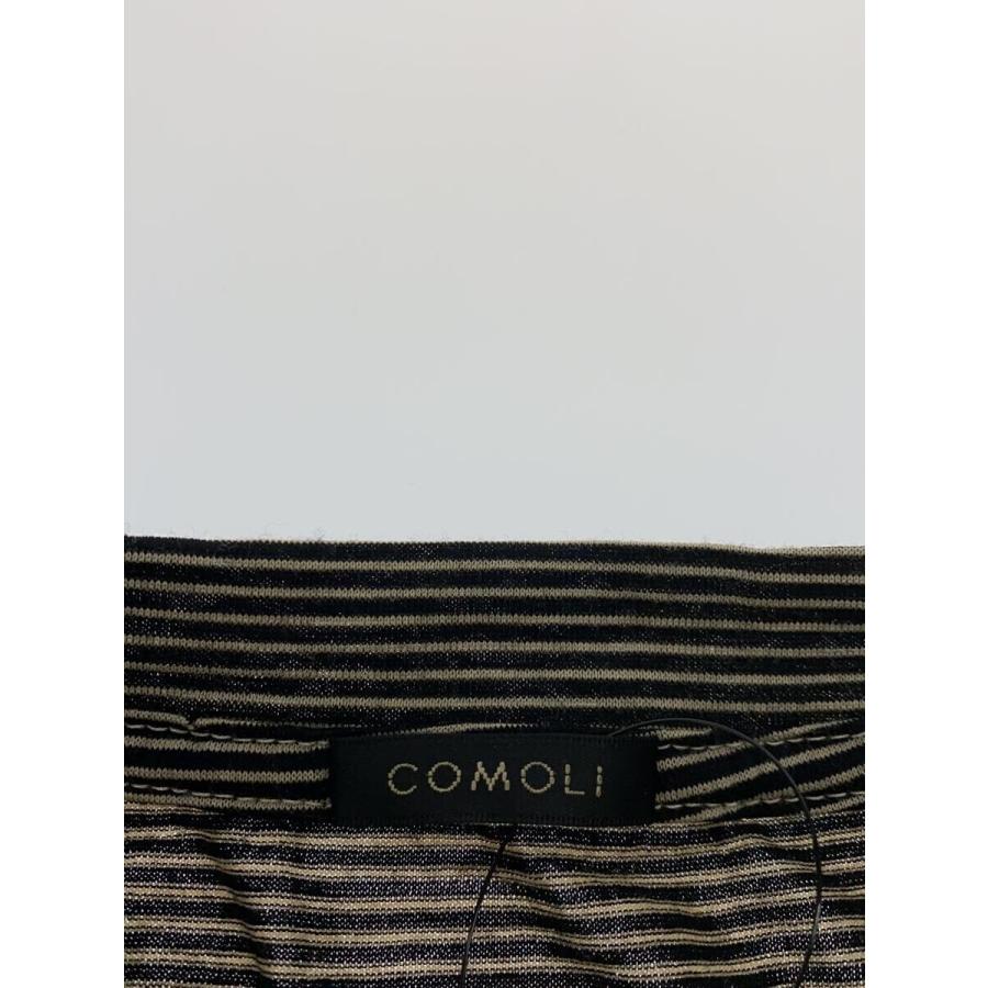 COMOLI◇24SS/Tシャツ/4/ウール/BLK/ボーダー/Z01-05023 サマーウール 