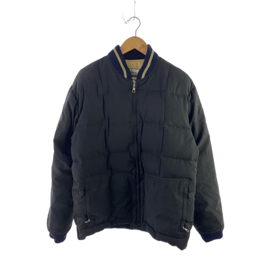 STUSSY◇ダウンジャケット/M/ナイロン/BLK/90S/グースダウン/変色有