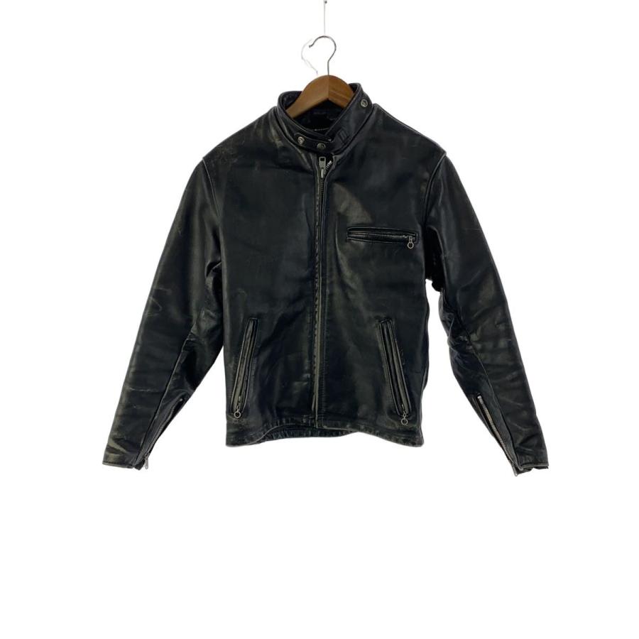 Schott◇シングルライダースジャケット/38/レザー/BLK/641 : セカンド