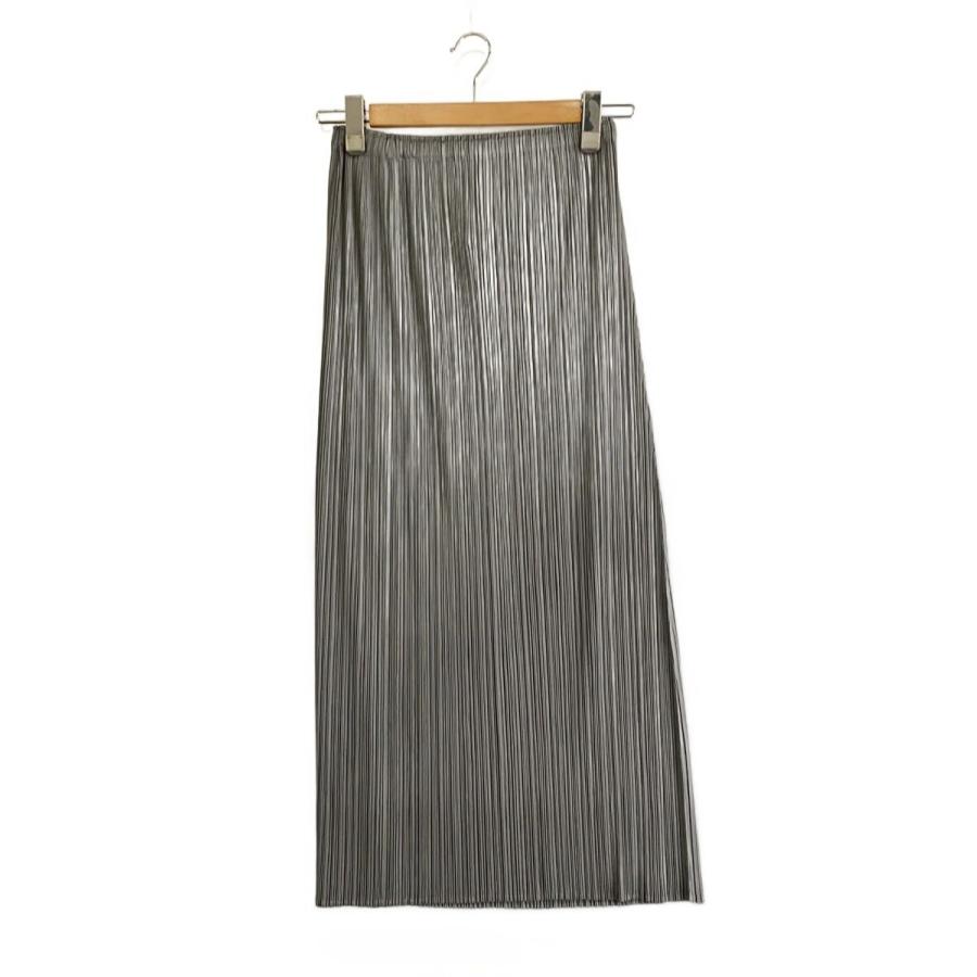 PLEATS PLEASE ISSEY MIYAKE◇ロングスカート/4/ポリエステル/GRY/PP55