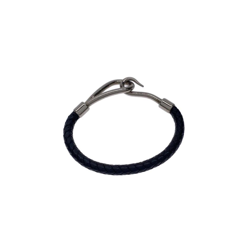 HERMES エルメス ジャンボブレス レザー ブレスレット ブラック HERMES◇ジャンボブレスレット/レザー/BLK/レディース/シルバー