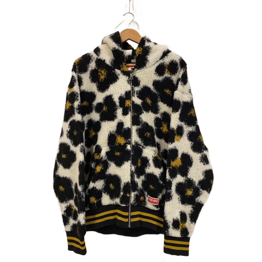 KENZO◇hana leopard/フリースジャケット/L/ポリエステル/WHT/花柄