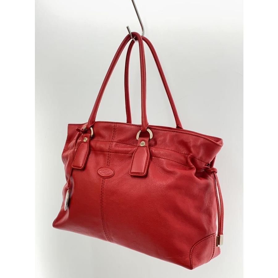 良品 TOD’S トッズ ハンドバッグ ショルダートートバッグ 本革 レザー 赤 TOD'S◇トートバッグ/--/RED : セカンドストリートYahoo!店