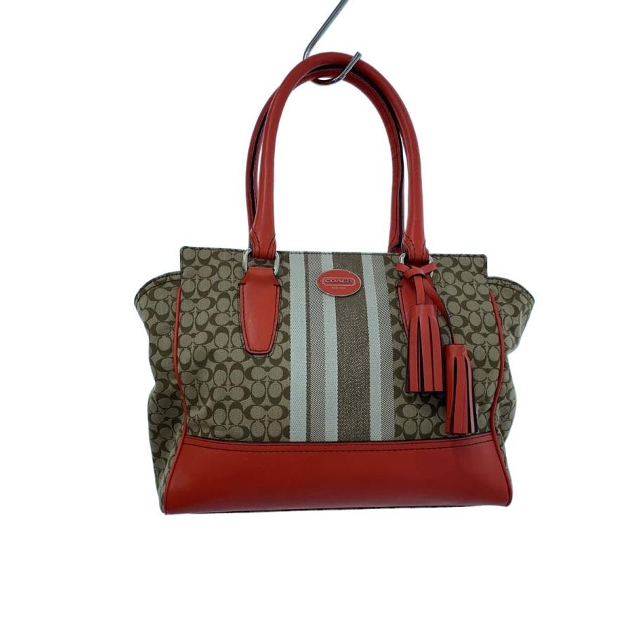 COACH◇トートバッグ_シグネチャー/キャンバス/RED// : セカンド