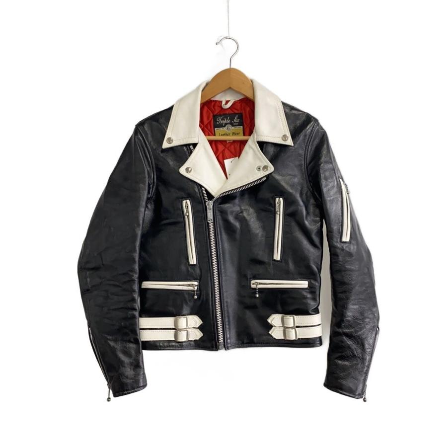 GRNT ダブルライダース　【美品】 666 Leather Wear◇ダブルライダースジャケット/34/--/BLK/無地