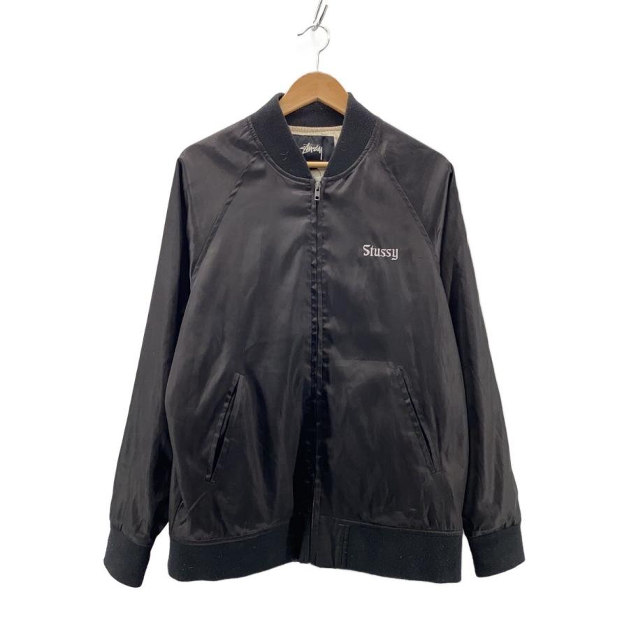 STUSSY◇スカジャン/L/ポリエステル/BLK : セカンドストリートYahoo!店
