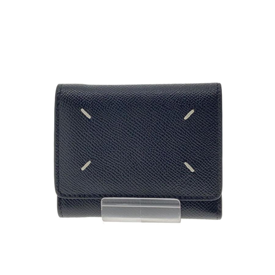 Maison Margiela ブラック 三つ折り財布 Maison Margiela◇3つ折り財布/レザー/BLK/無地/メンズ : セカンド