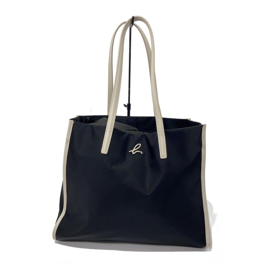 agnes b VOYAGE◇トートバッグ/ナイロン/BLK/無地 : セカンド