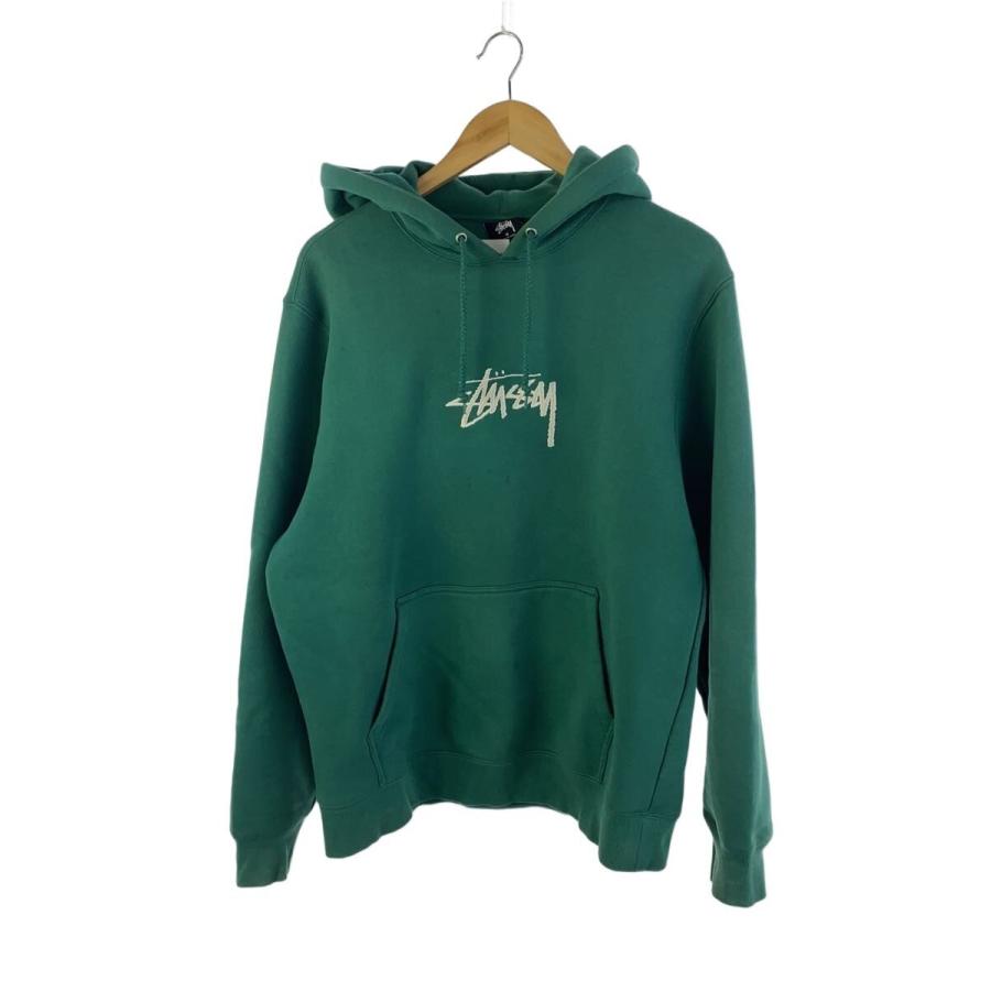 Stussy パーカー M STUSSY◇パーカー/M/コットン/GRN/無地/シミ有 : セカンド