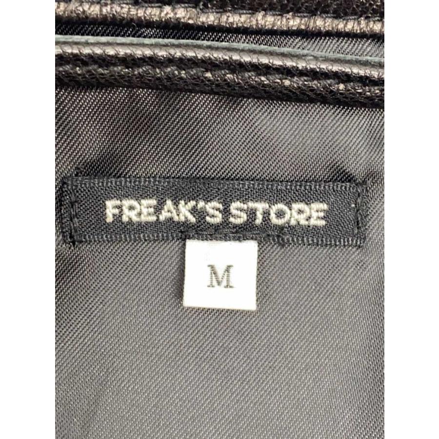 FREAK'S STORE◇シングルライダースジャケット/M/レザー/BLK/無地/163