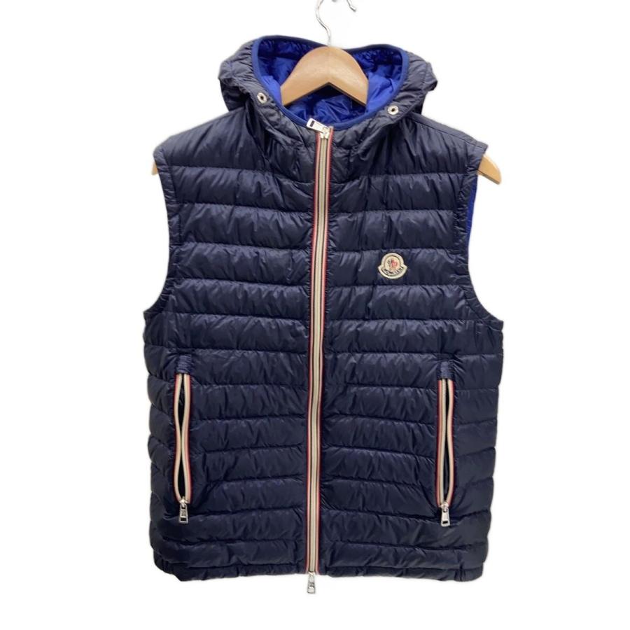 MONCLER◇モンクレール/ダウンベスト/FREE/ナイロン/ネイビー/無地/RN