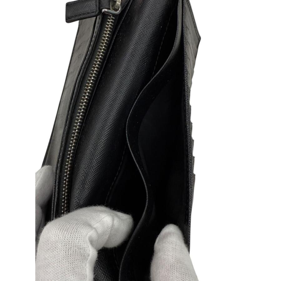 PRADA◇長財布/レザー/BLK/無地/メンズ/19cm×9.5cm : セカンド