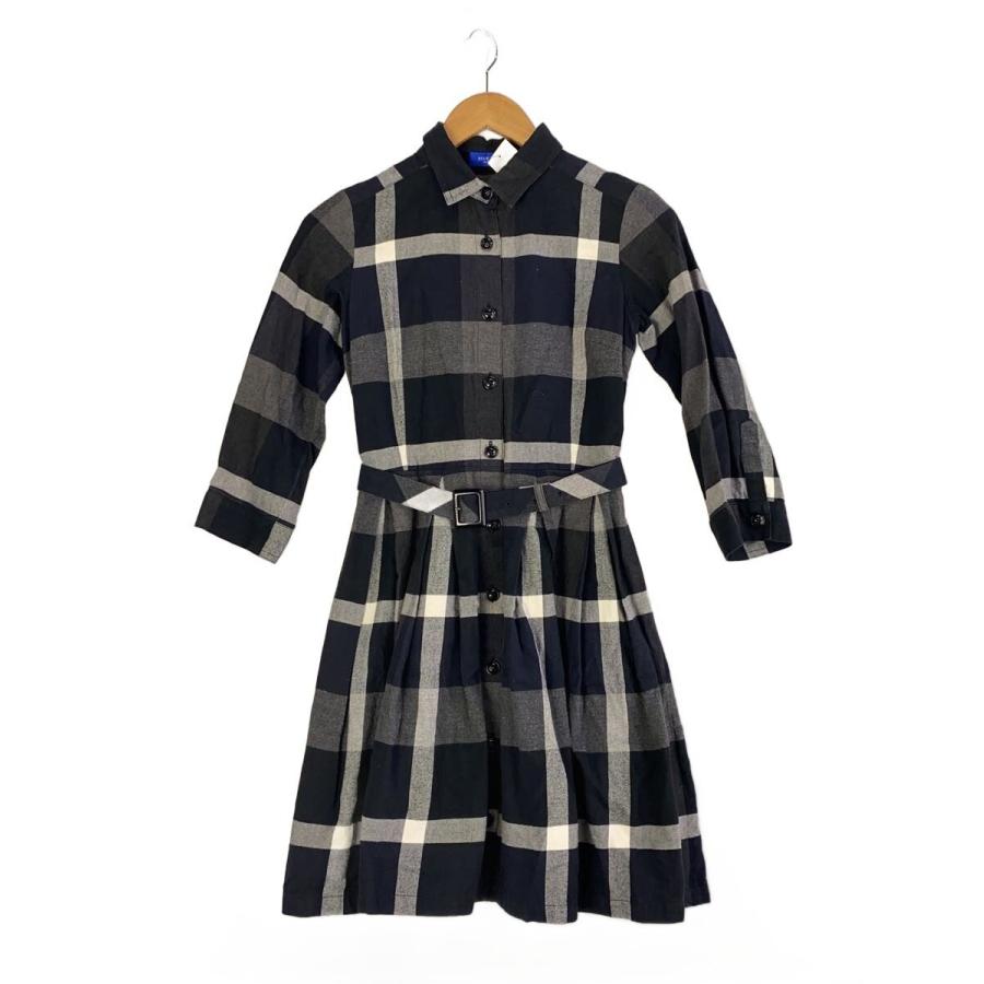 BURBERRY BLUE LABEL◇長袖ワンピース/36/コットン/NVY/チェック/55J33