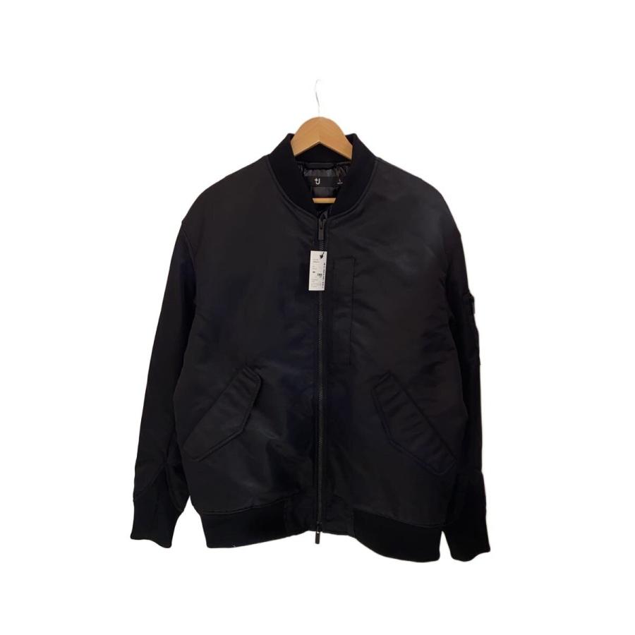 UNIQLO+J◇ハイブリッドダウンオーバーサイズ MA-1/L/ナイロン/BLK