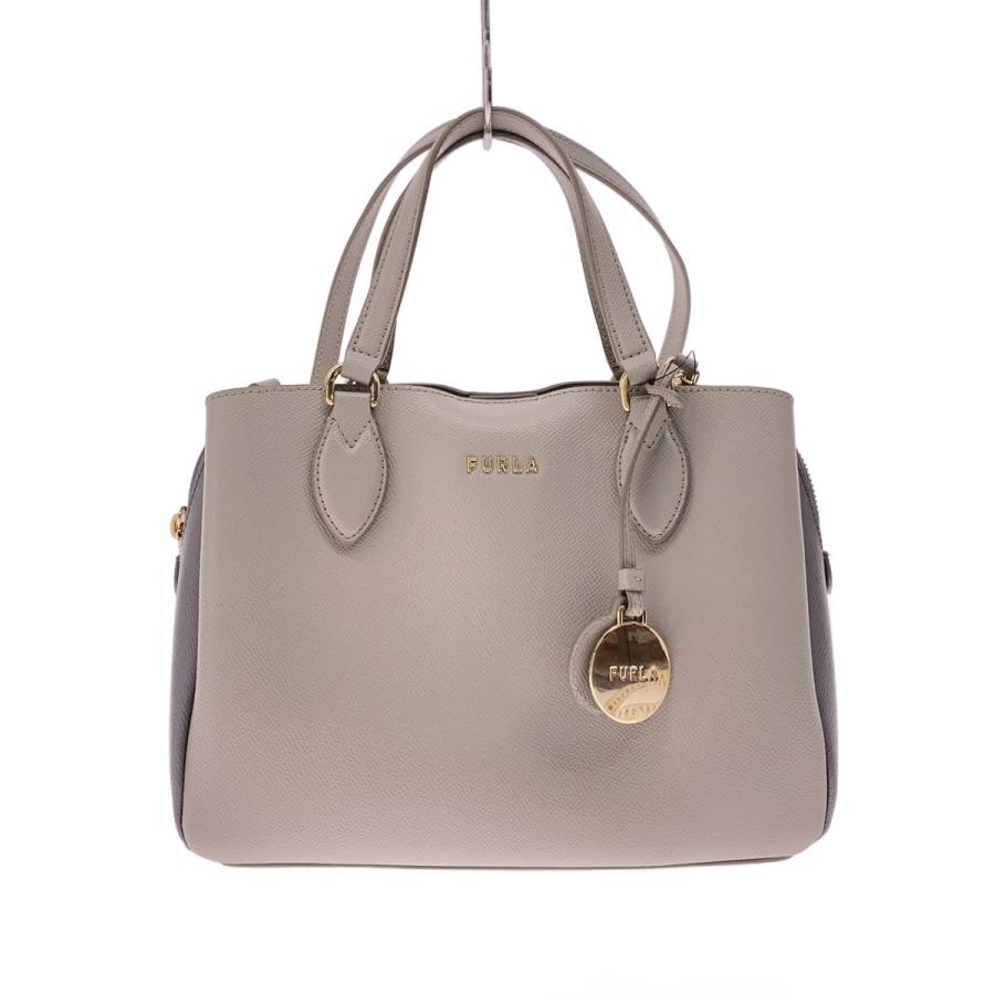 FURLA◇ミネルヴァ/バイカラー/ショルダーバッグ/レザー/GRY/WB00391