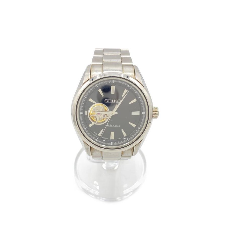SEIKO◇自動巻腕時計/アナログ/ステンレス/BLK/SLV/SS/4R38-00S0