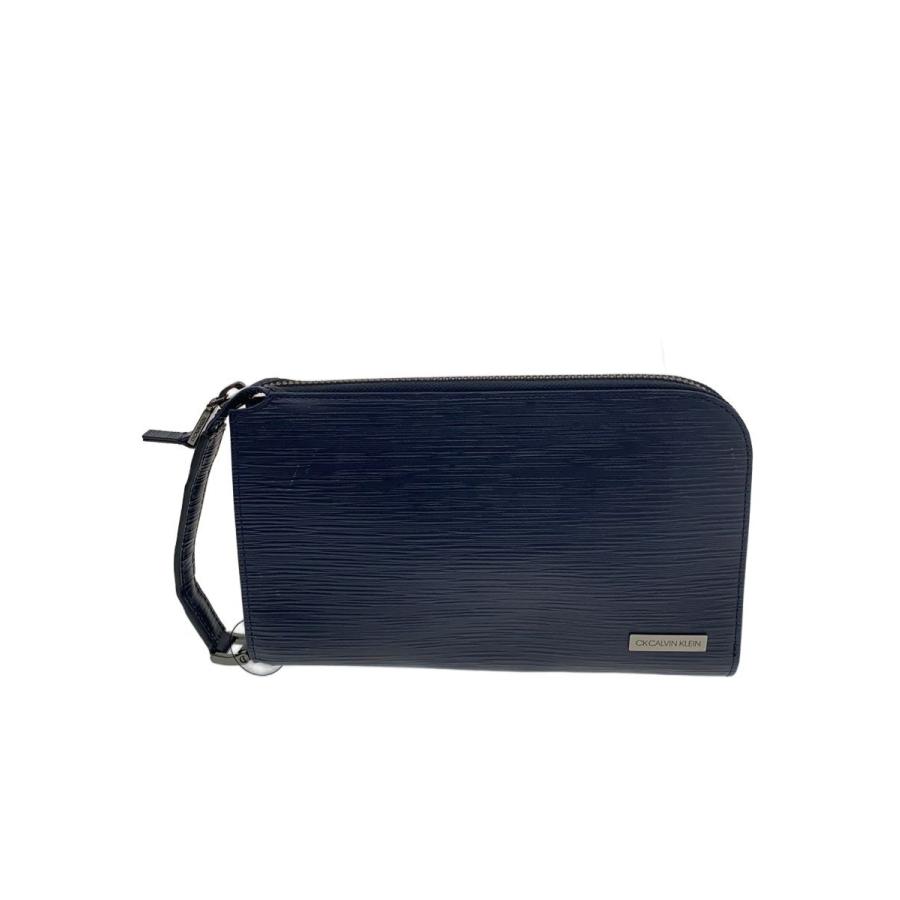 CK Calvin Klein◇セカンドバッグ/レザー/BLK/808211/タットII 