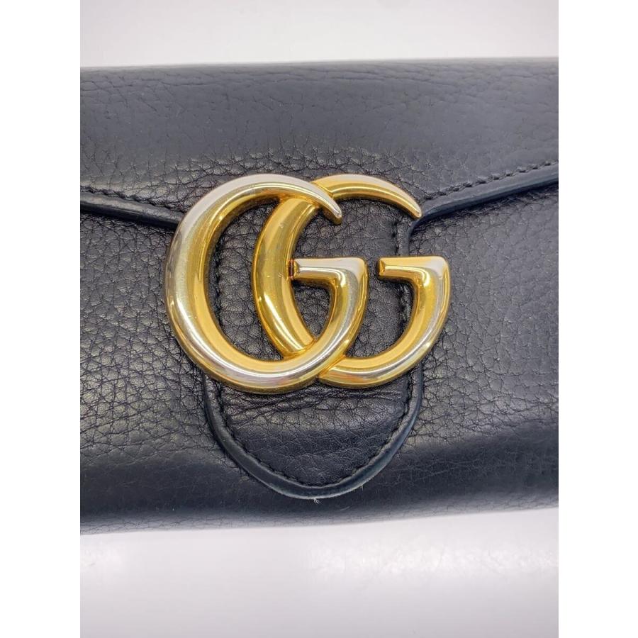 GUCCI◇長財布_GGマーモント/レザー/BLK/レディース : セカンド