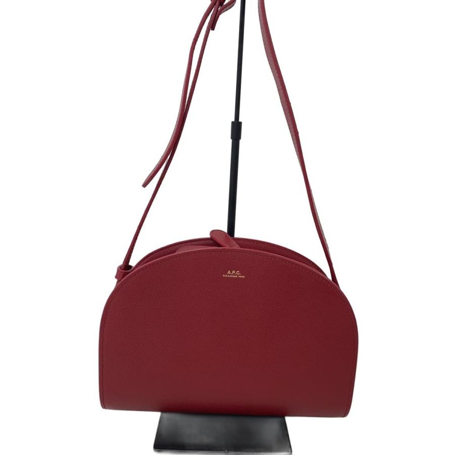 A.P.C. ラウンドレザーショルダーバッグ A.P.C.◇ショルダーバッグ/レザー/RED/無地/ハーフムーン// : セカンド