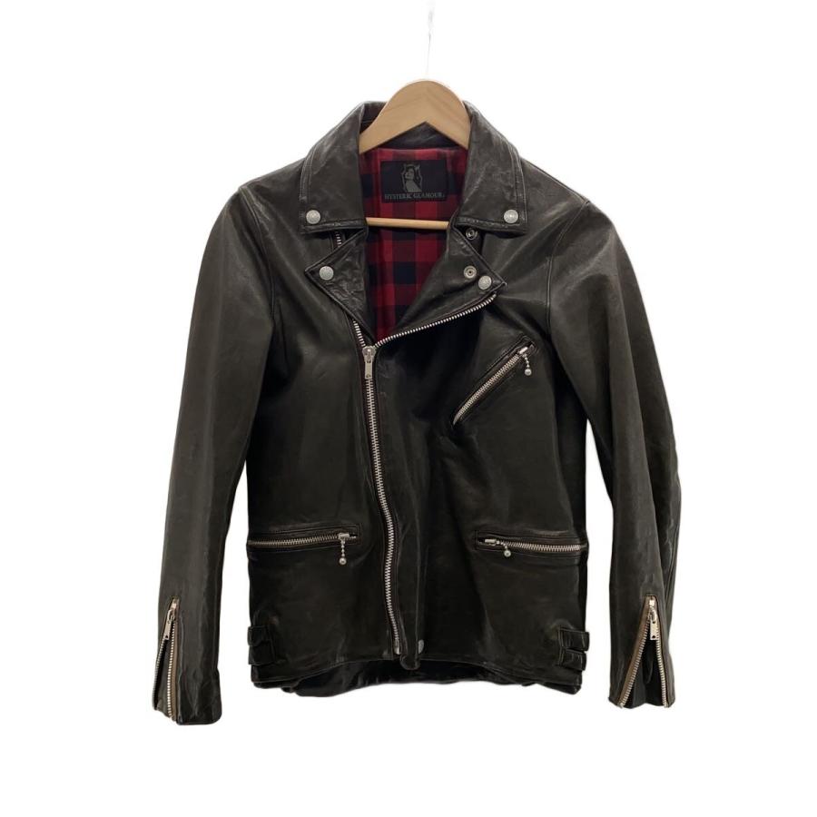 HYSTERIC GLAMOUR◇ダブルライダースジャケット/S/羊革/BLK/無地