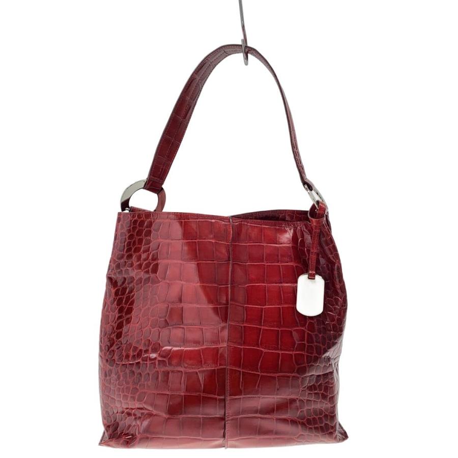 FURLA◇クロコ型押し/ショルダーバッグ/--/RED : セカンドストリート 