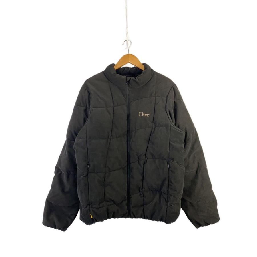 Dime◇CORDUROY WAVE PUFFER JACKET/L/コーデュロイ/BLK/色褪せ有 