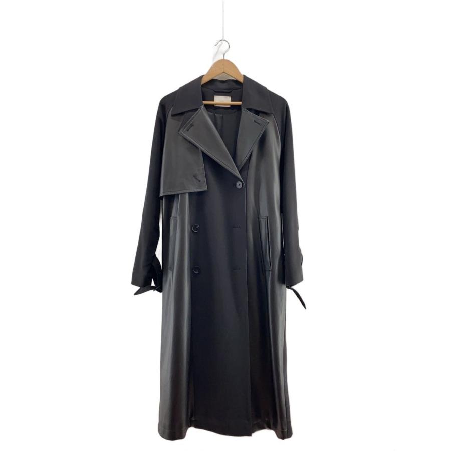 HARE◇フェイクレザー切り替えロングコート/FREE/フェイクレザー/BLK