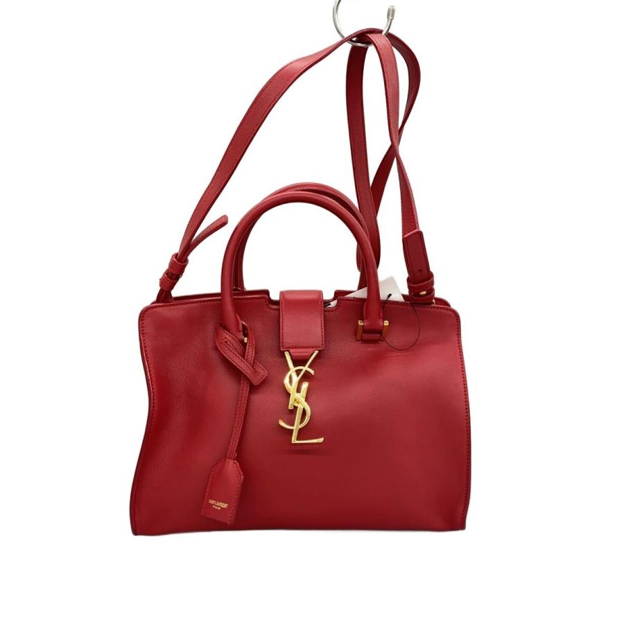SAINT LAURENT◇ベイビーカバス/ショルダーバッグ/レザー/RED