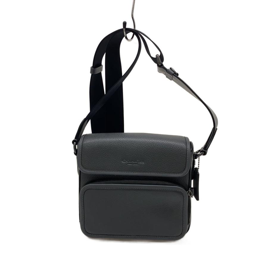 COACH◇サリバンフラップ/クロスボディバッグ/レザー/GRY/CY800
