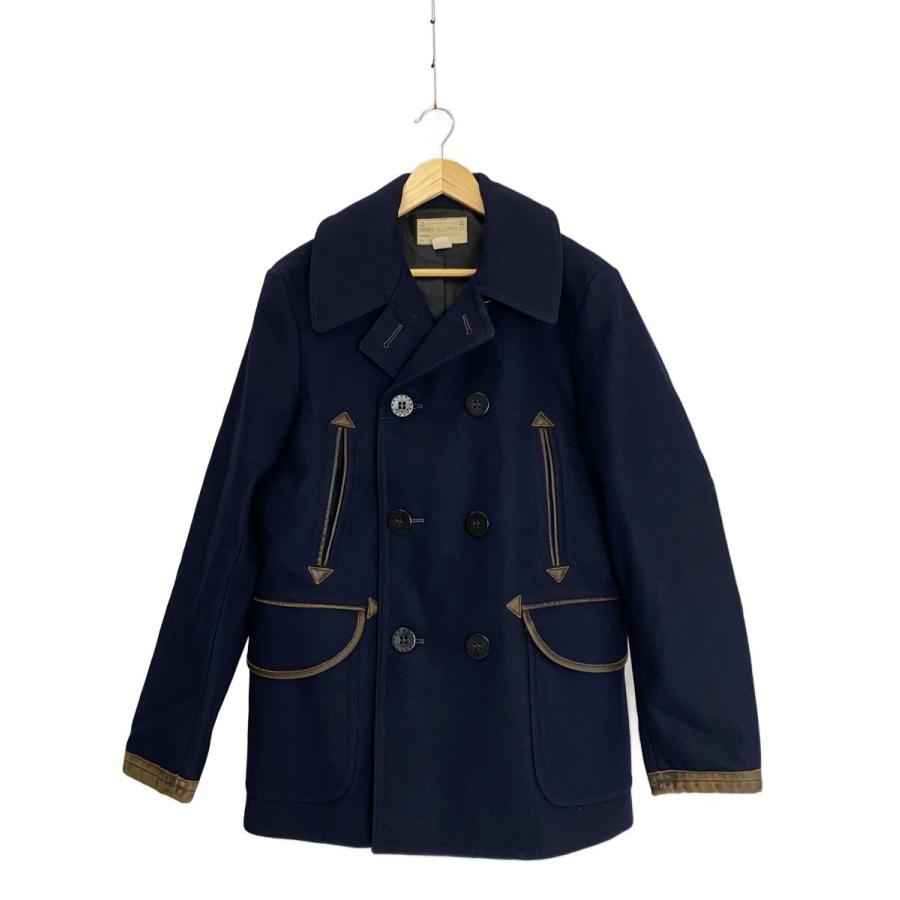 RRL◇レザートリムピーコート/エルボーパッチ/M/ウール/NVY : セカンド