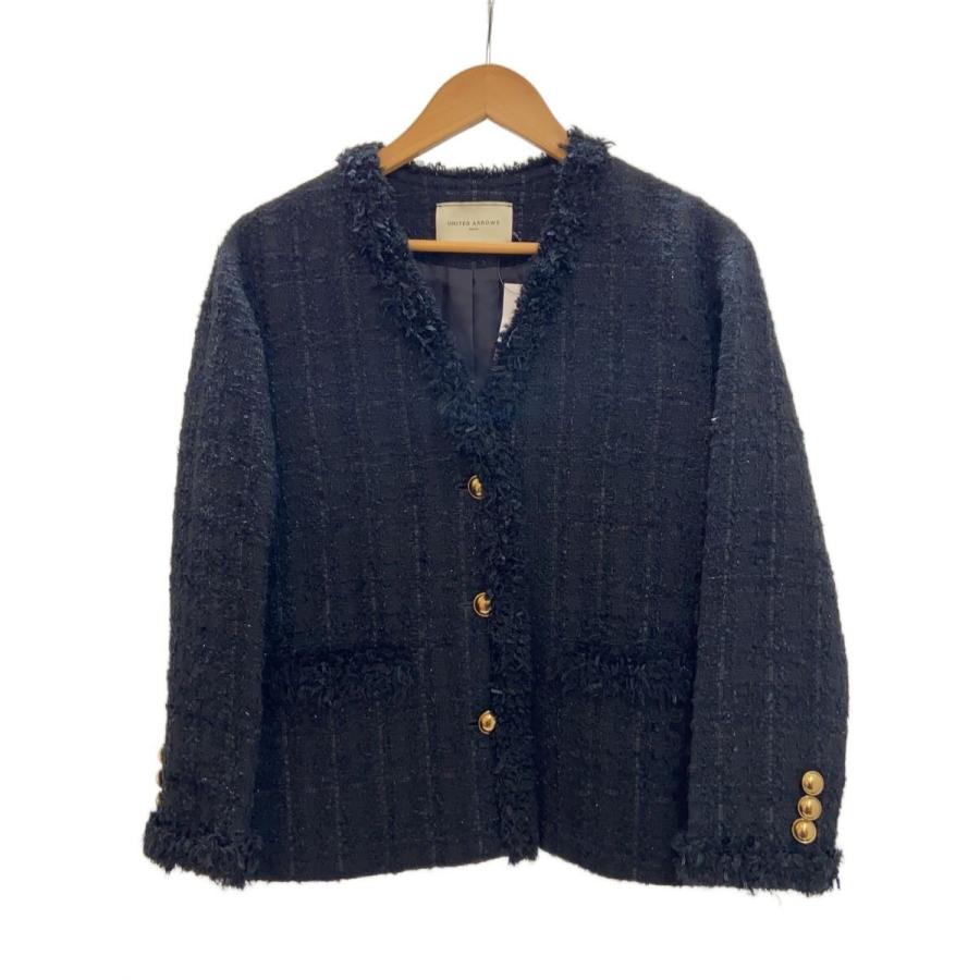 UNITED ARROWS◇ファンシーツイードVネック/ジャケット/36/レーヨン