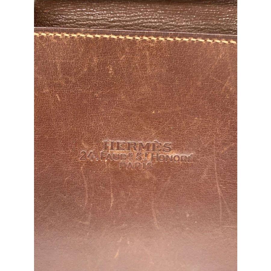 HERMES◆ハンドバッグ/レザー/BRW/□A刻印の画像