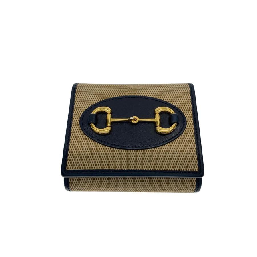 GUCCI グッチ ホースビット 1955 GGキャンバス 二つ折財布 GUCCI◇2つ折り財布_ホースビット1955/キャンバス/BEG/無地/レディース