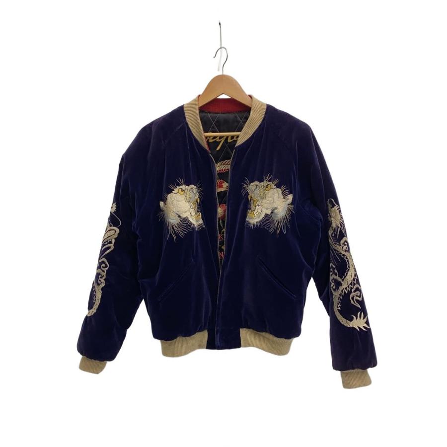 TAILOR 東洋◇リバーシブル 別珍スカジャン/虎/鷹/日本地図/L/コットン