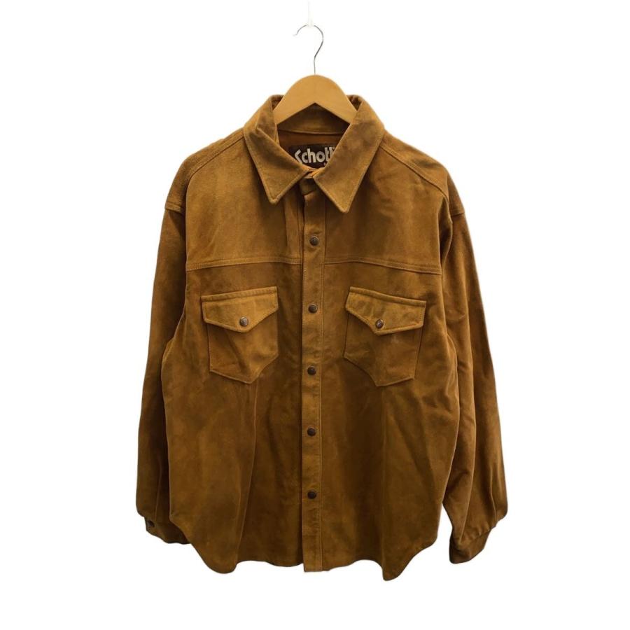 Schott◇スウェードシャツジャケット/L/キャメルブラウン/スウェード