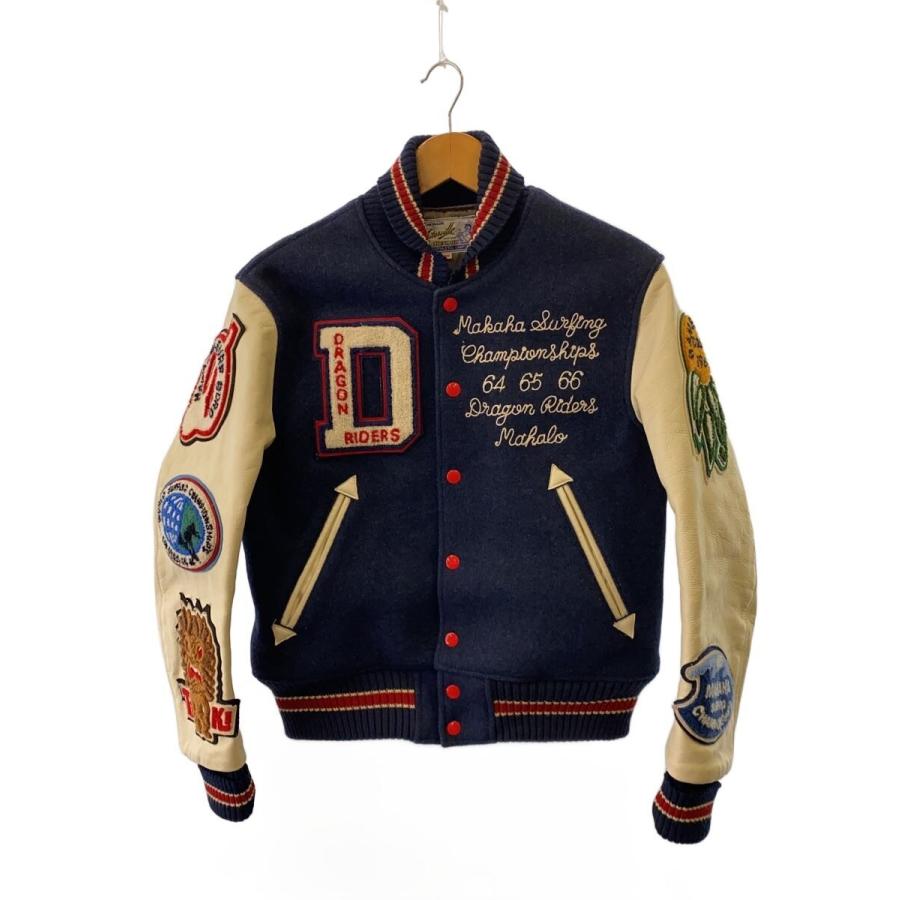 Whitesville◇スタジャン/36/ウール/ネイビー/ホワイト/WV10731/732