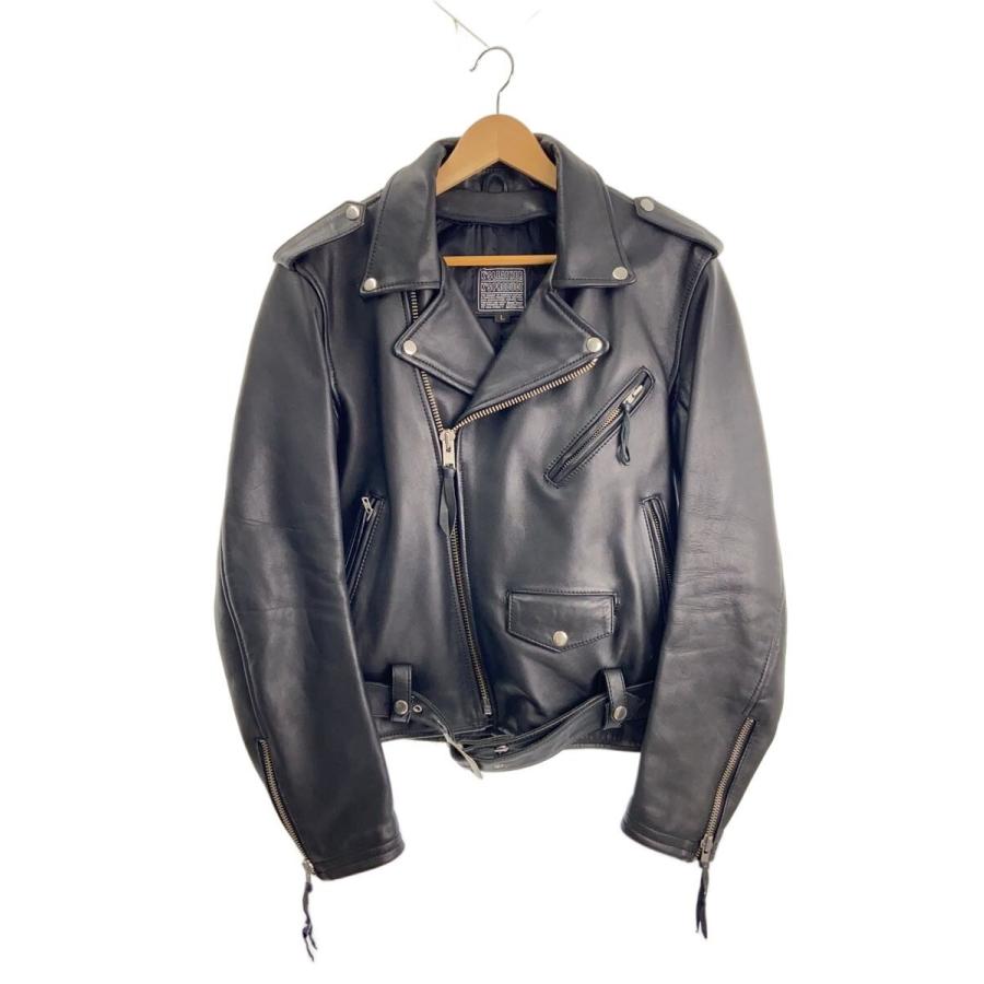 KADOYA◇ダブルライダースジャケット/L/牛革/BLK : セカンドストリート