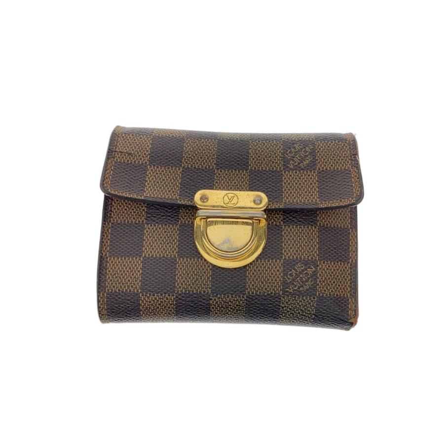 LOUIS VUITTON◇ポルト・モネ・コアラ_ダミエ・エベヌ/PVC/BRW