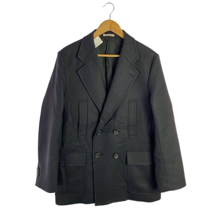 AURALEE◇LIGHT MELTON HALF COAT/コート/4/ウール/BLK/無地/A9AJ02LM