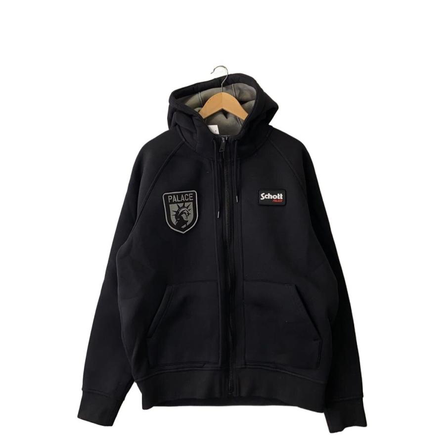 PALACE◇bonded fleece hood/ジップパーカー/L/ポリエステル/BLK/93100 