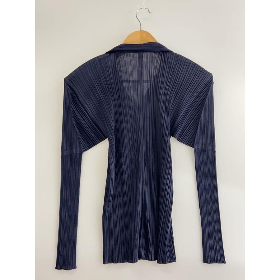PLEATS PLEASE ISSEY MIYAKE◇長袖シャツ/3/ポリエステル/NVY/無地