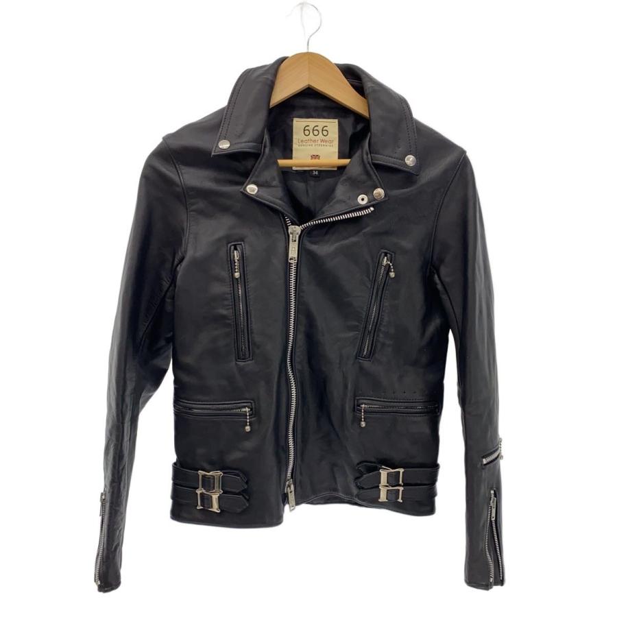 666 Leather Wear ブラック ダブルライダースジャケット 34 666 Leather Wear◇ダブルライダースジャケット/34/レザー/BLK