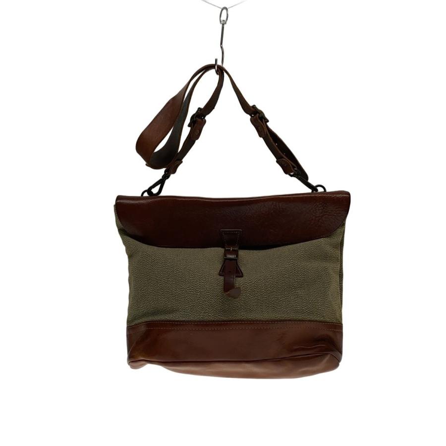RRLヴィンテージ キャンバス ショルダーバッグ 新品未使用 RRL◇ショルダーバッグ/レザー×キャンバス/KHK/BRW// : セカンド