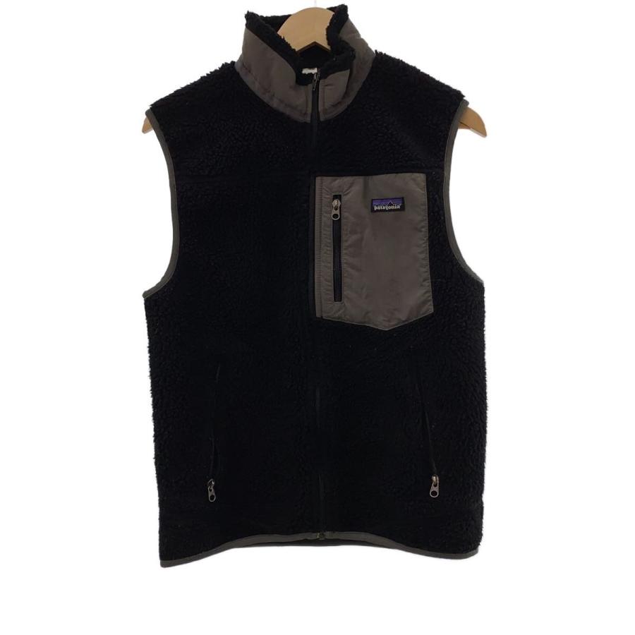 patagonia フリースベスト S patagonia◇フリースベスト/S/ポリエステル/BLK/無地 : セカンド