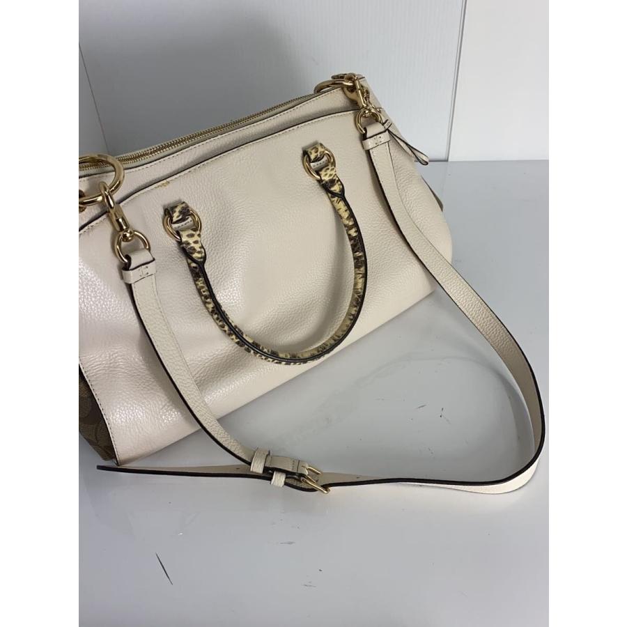 COACH◇パイソン柄ショルダー/トートバッグ/レザー/WHT/F76642 