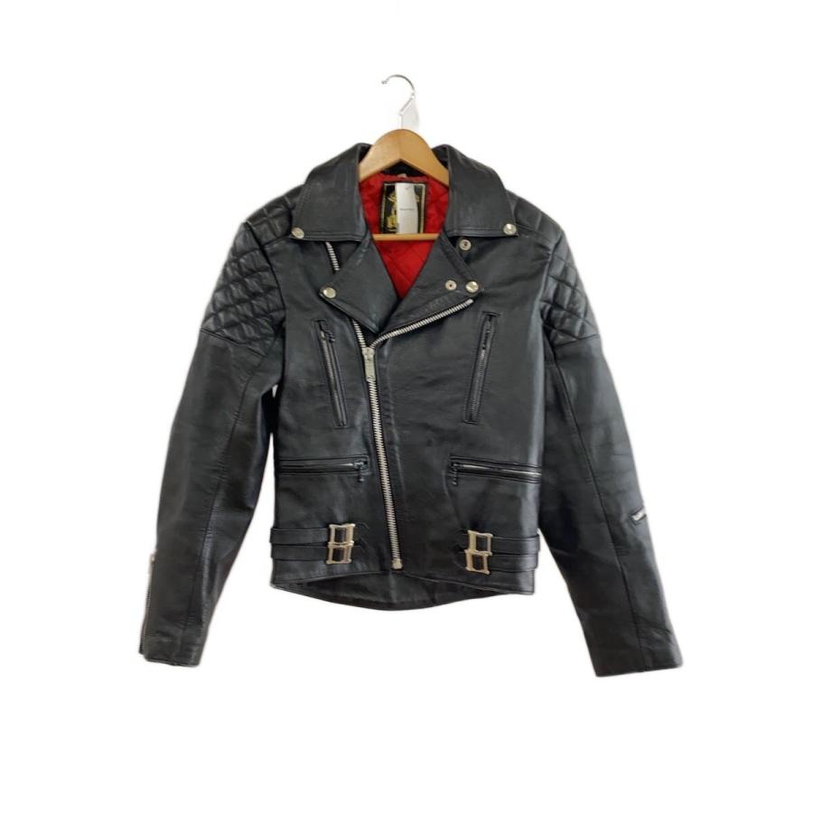 666 Leather Wear ダブルライダースジャケット サイズ42 666 Leather Wear◇ダブルライダースジャケット/--/牛革/BLK