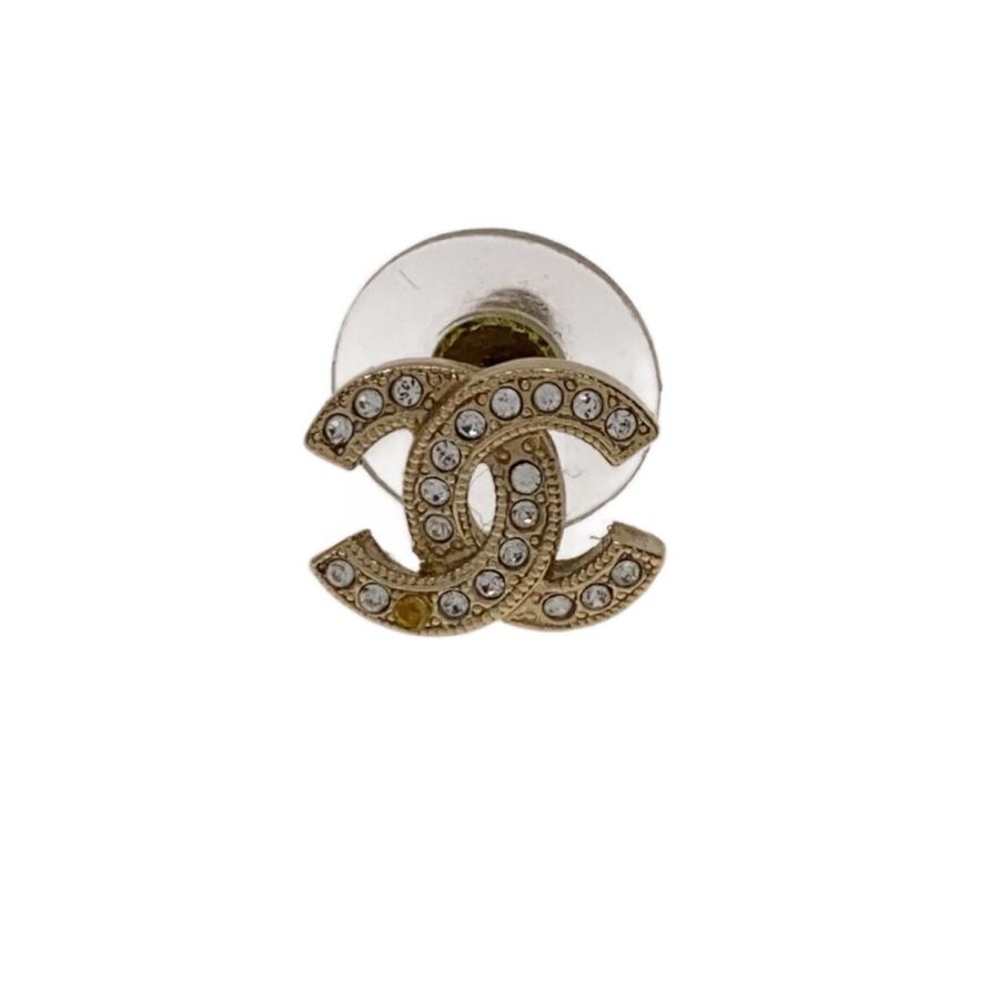 CHANELラインストーンピアス片耳 CHANEL◇片耳のみ/ラインストーン欠損/22AW/ピアス/ラインストーン/GLD