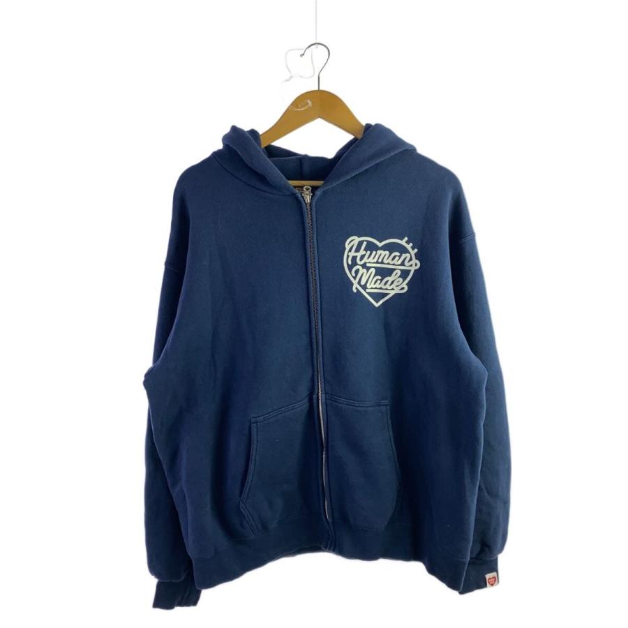 HUMAN MADE◇22FW/HEART ZIP-UP SWEAT HOODIE/XL/コットン/NVY